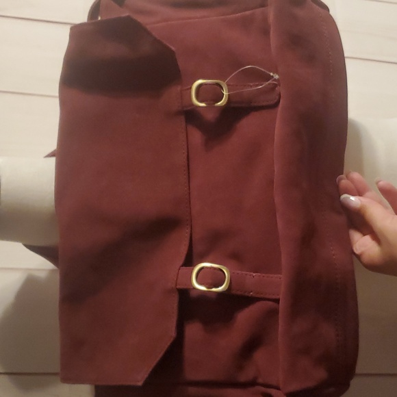 NWOT FREE PEOPLE ZAHARA SUEDE MULBERRY MESSENGER BAG - Picture 12 of 14